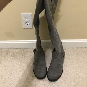 Gray suede like boots